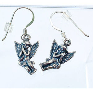 Avon Sterling Silver Holiday Greetings Angel Earrings - 1996